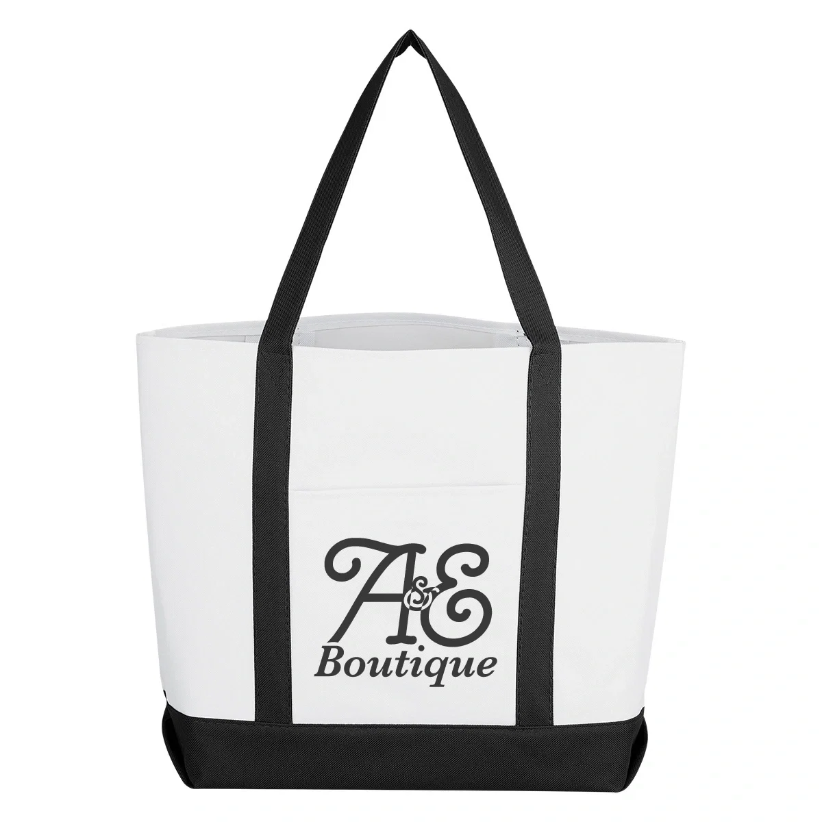 White shopper tote trimmed in red