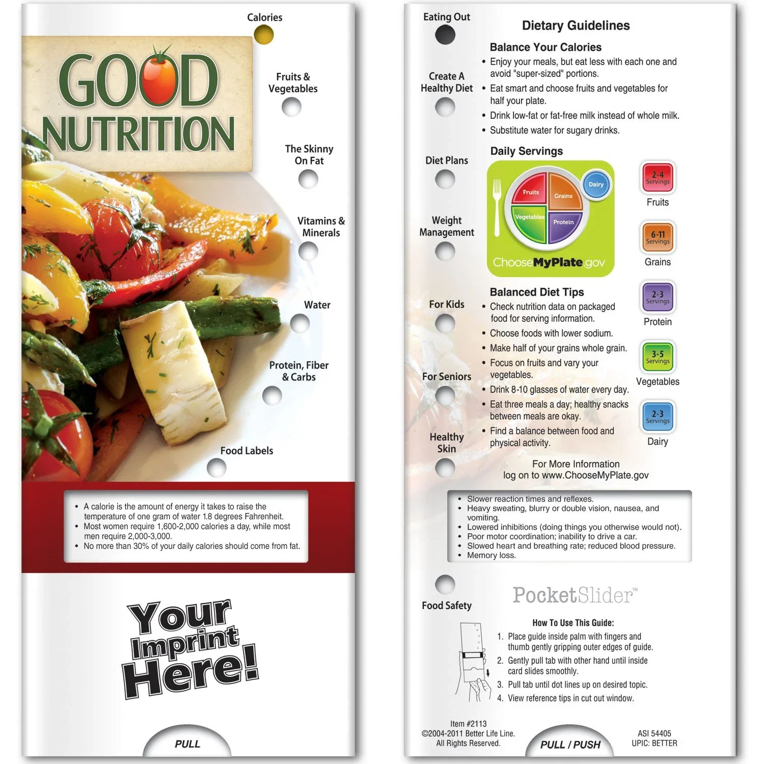 Good Nutrition Pocket Slider, hero front view of interactive healthy-diet educational guide card