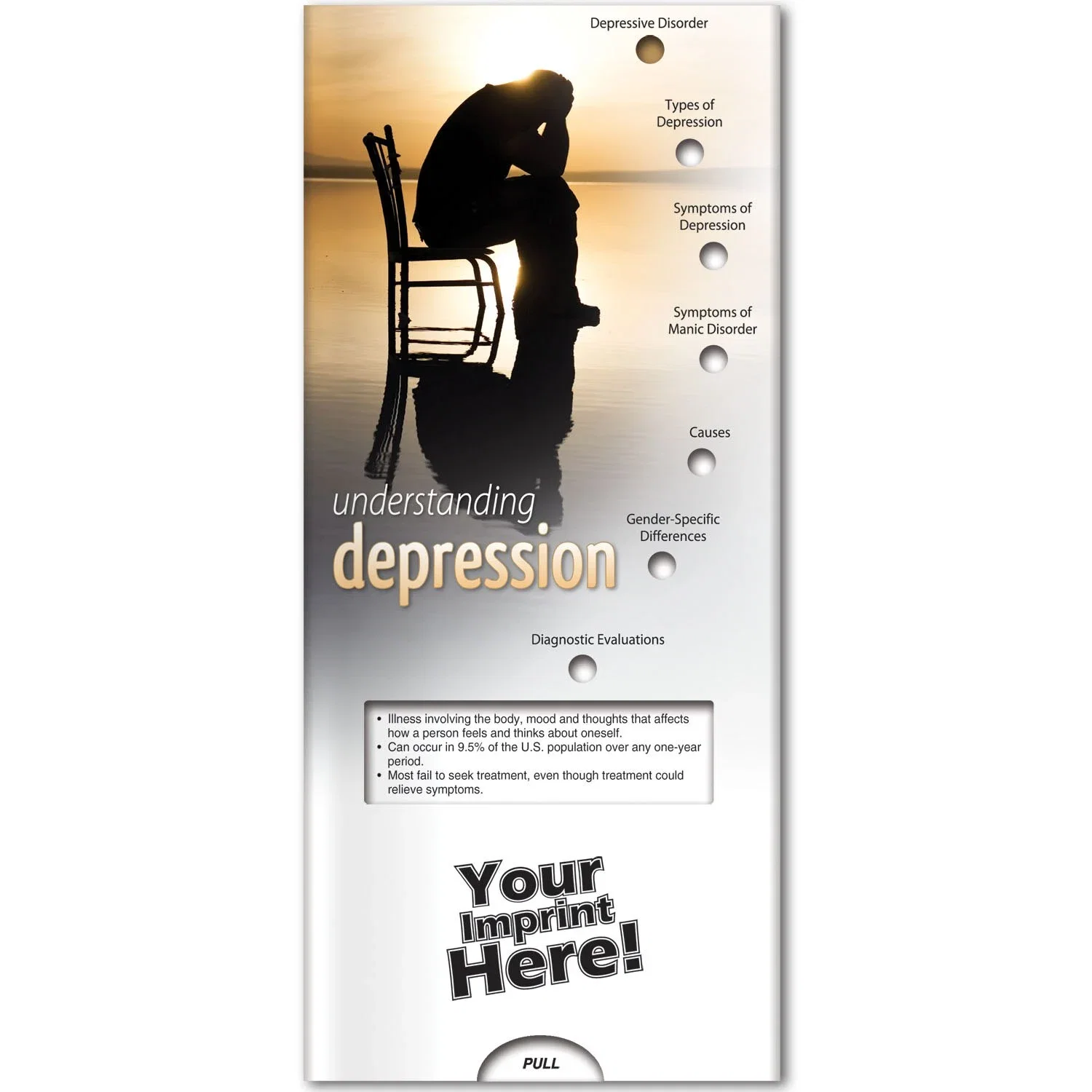 Back of Understanding Depression Pocket Slider with depression types and warning signs