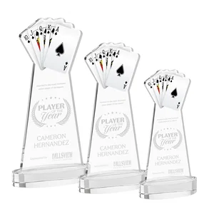 Starfire Crystal Poker Award With Card Cutout, Oval Base
