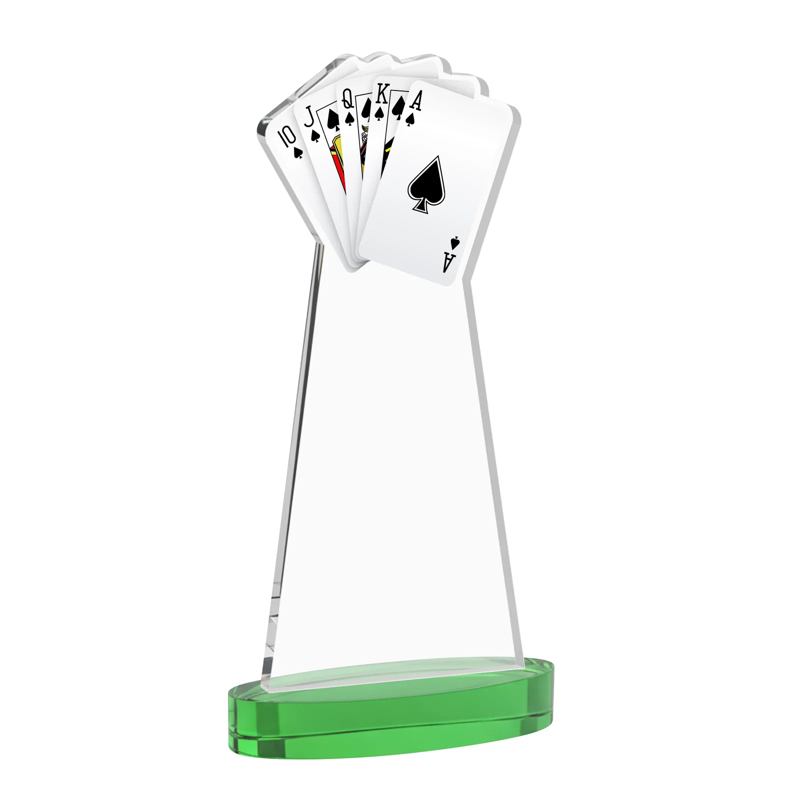 Custom Starfire Crystal Poker Award With Card Cutout, Oval Base, with your logo for employee recognition