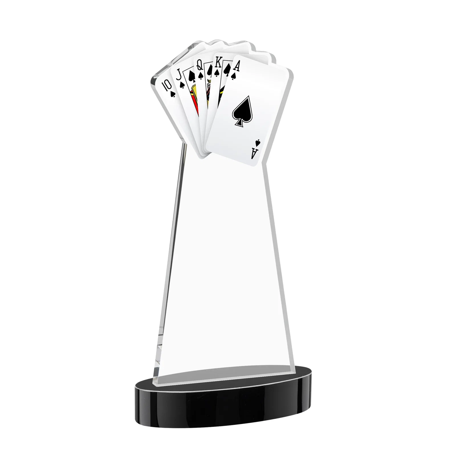 Custom Starfire Crystal Poker Award With Card Cutout, Oval Base, with your logo for service anniversary gifts