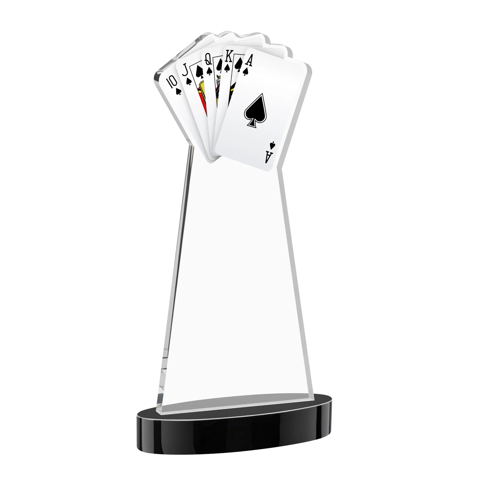 Custom Starfire Crystal Poker Award With Card Cutout, Oval Base, with your logo for sales achievement awards
