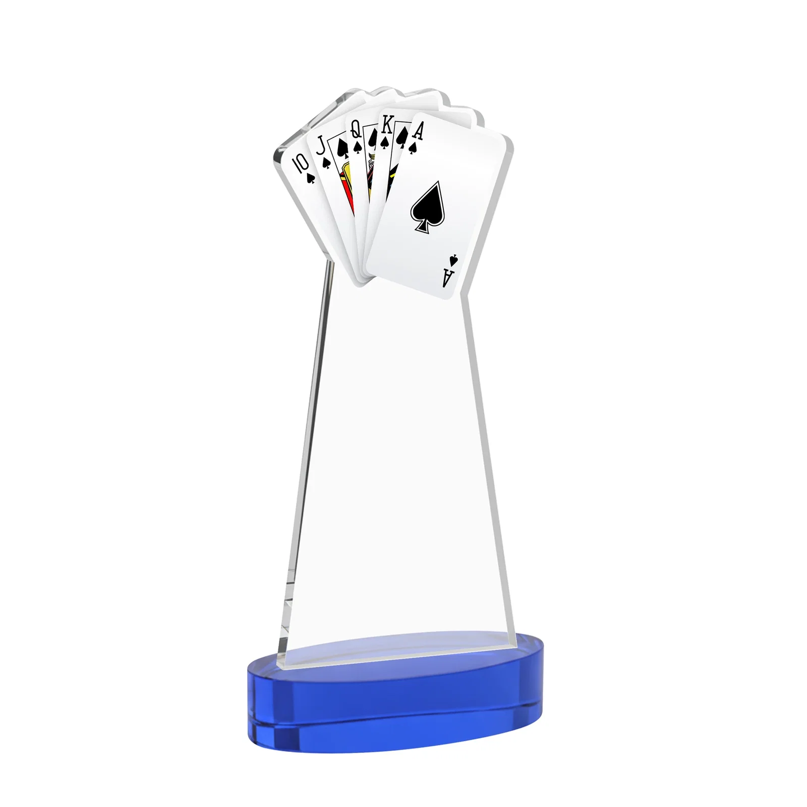 Custom Starfire Crystal Poker Award With Card Cutout, Oval Base, with your logo for retirement presentations