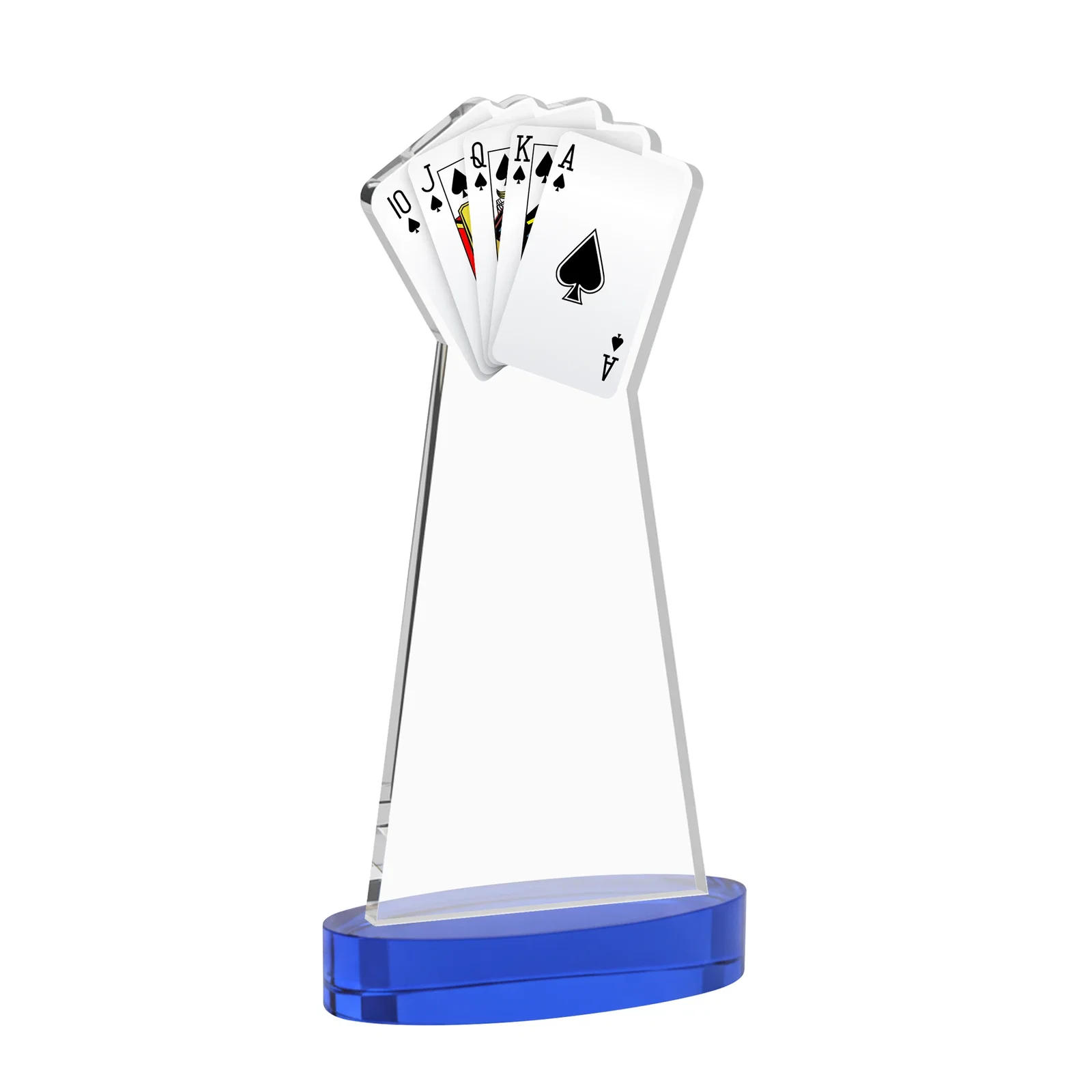 Custom Starfire Crystal Poker Award With Card Cutout, Oval Base, with your logo for team milestone celebrations