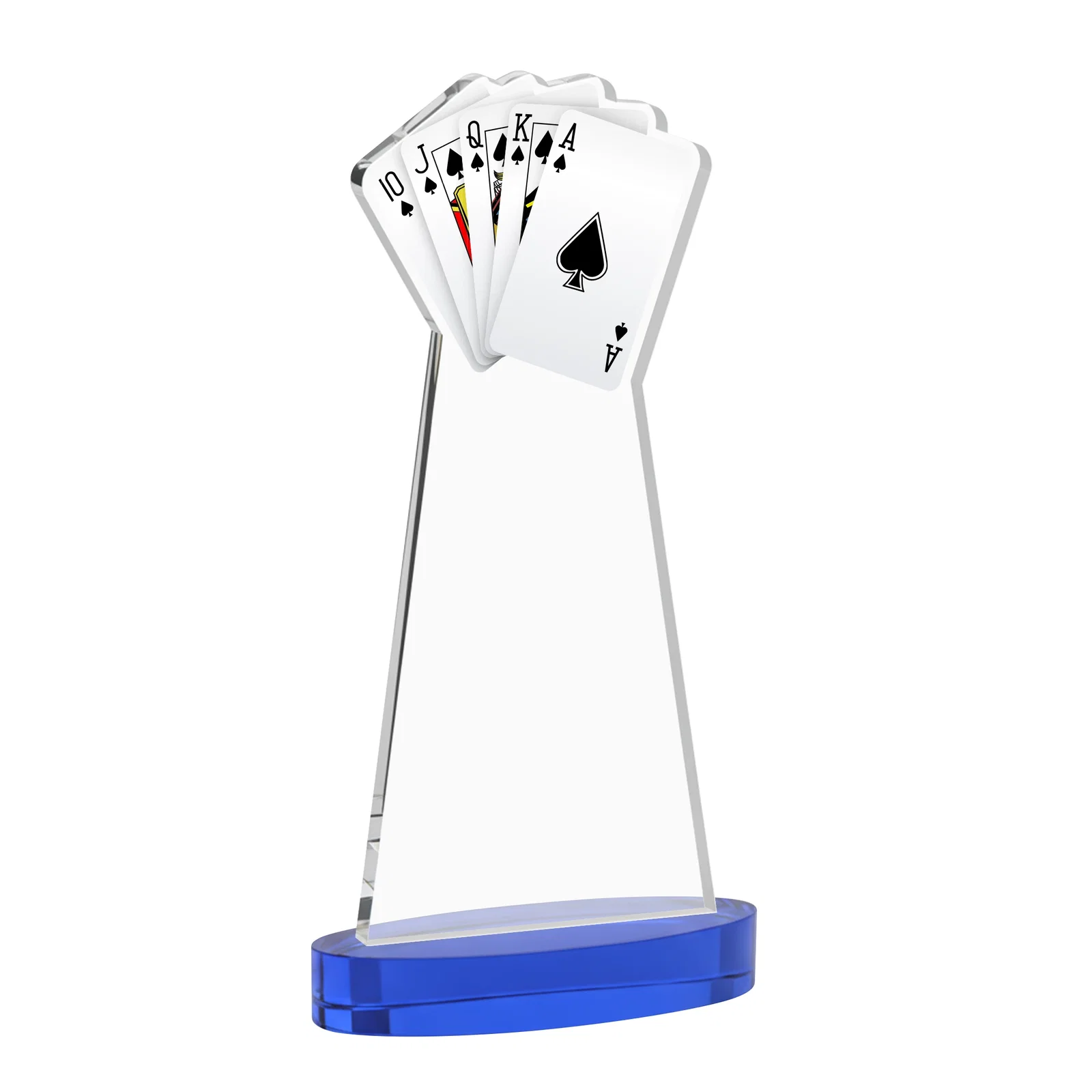 Custom Starfire Crystal Poker Award With Card Cutout, Oval Base, with your logo for donor appreciation