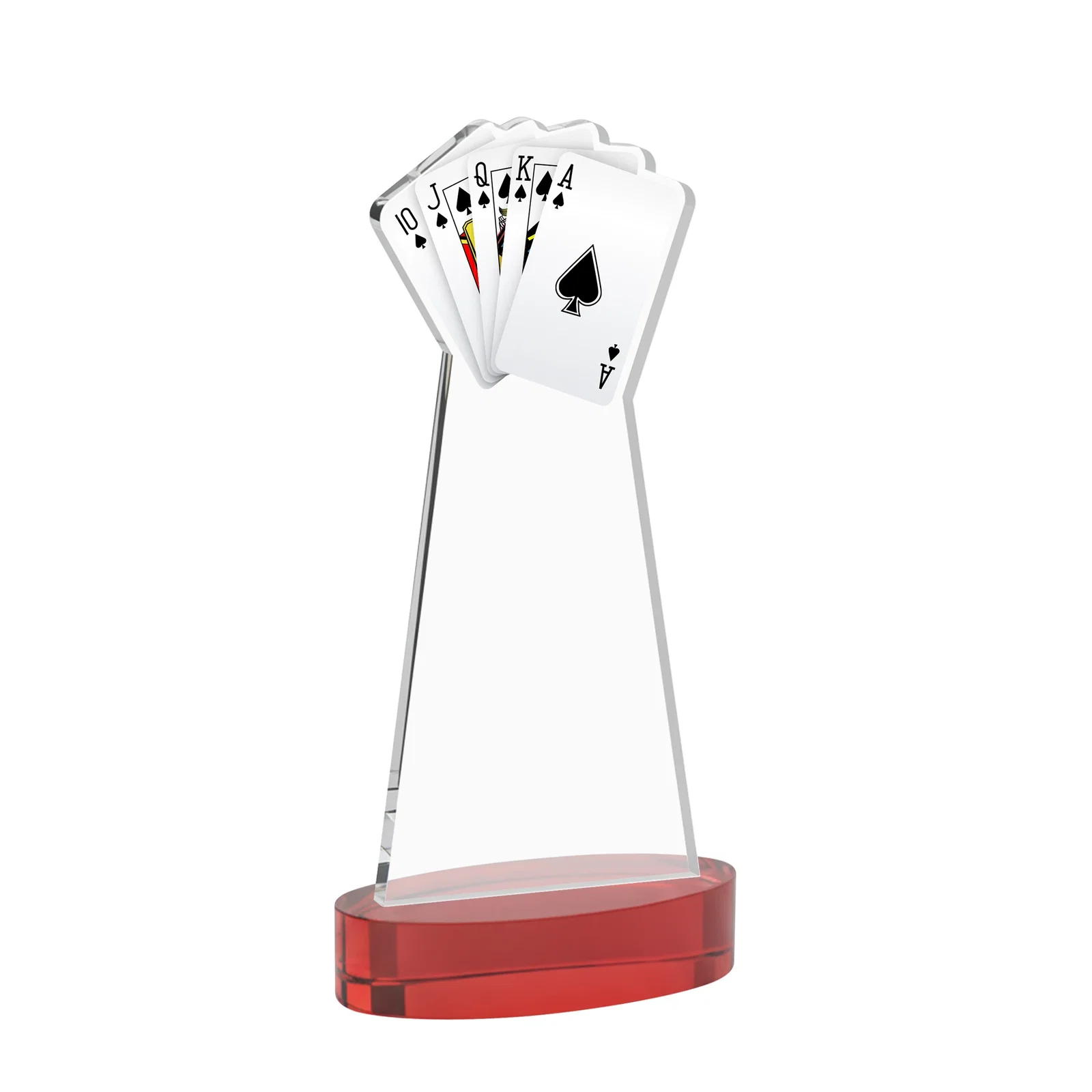Custom Starfire Crystal Poker Award With Card Cutout, Oval Base, with your logo for graduation ceremonies