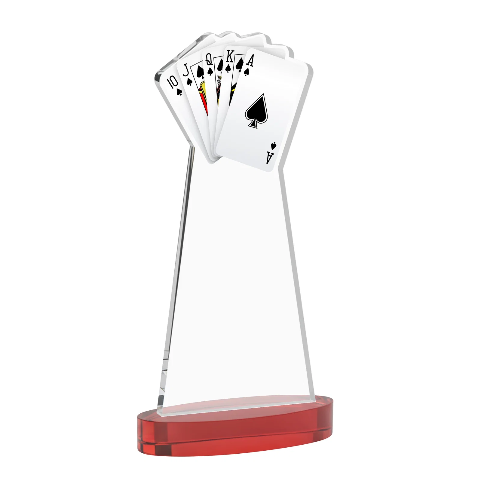 Custom Starfire Crystal Poker Award With Card Cutout, Oval Base, with your logo for volunteer appreciation