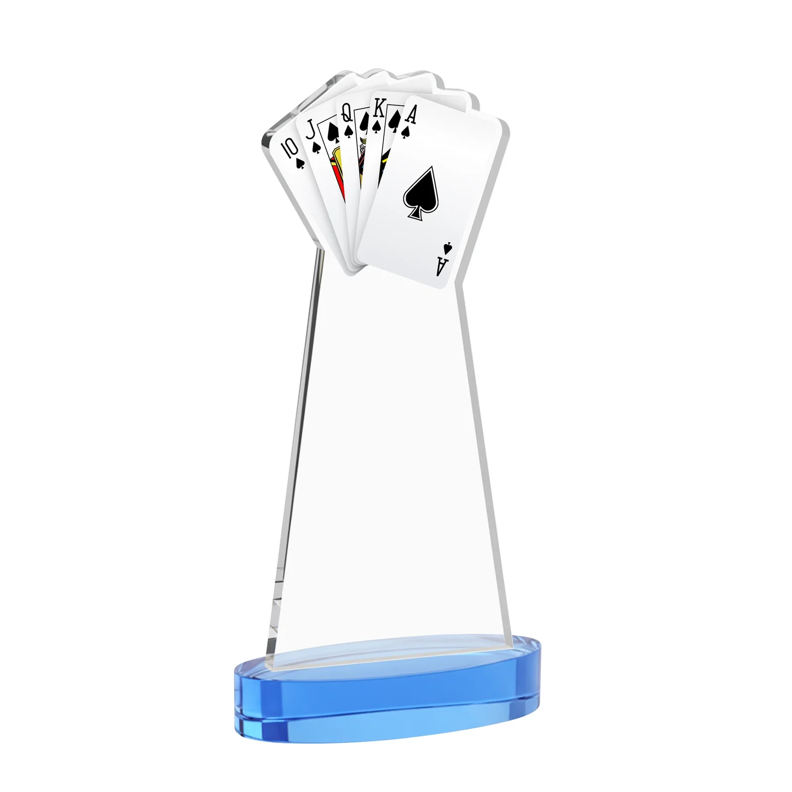 Custom Starfire Crystal Poker Award With Card Cutout, Oval Base, with your logo for company anniversary events