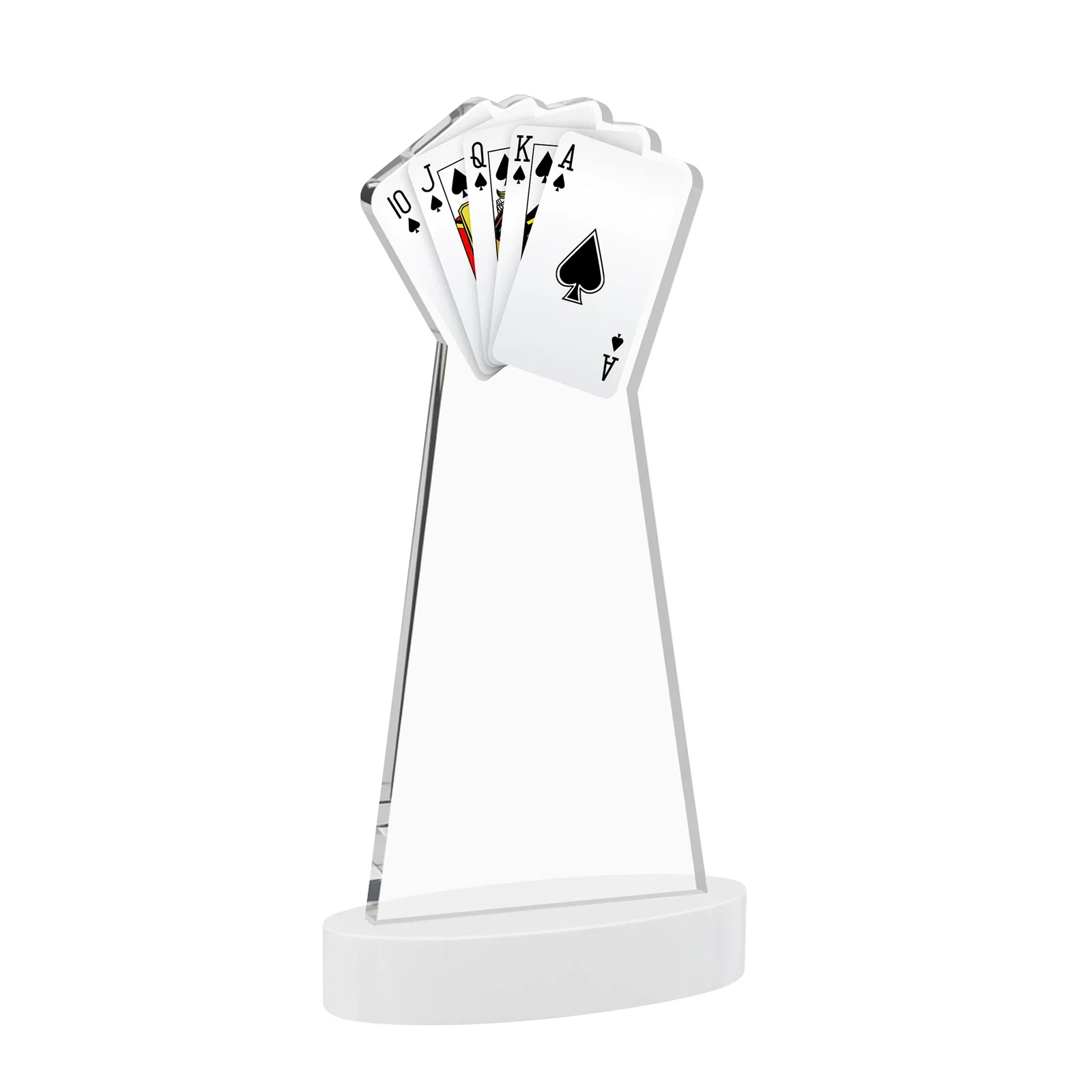 Personalized Starfire Crystal Poker Award With Card Cutout, Oval Base, with your logo for service anniversary gifts
