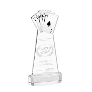 Starfire Crystal Poker Award With Card Cutout, Oval Base