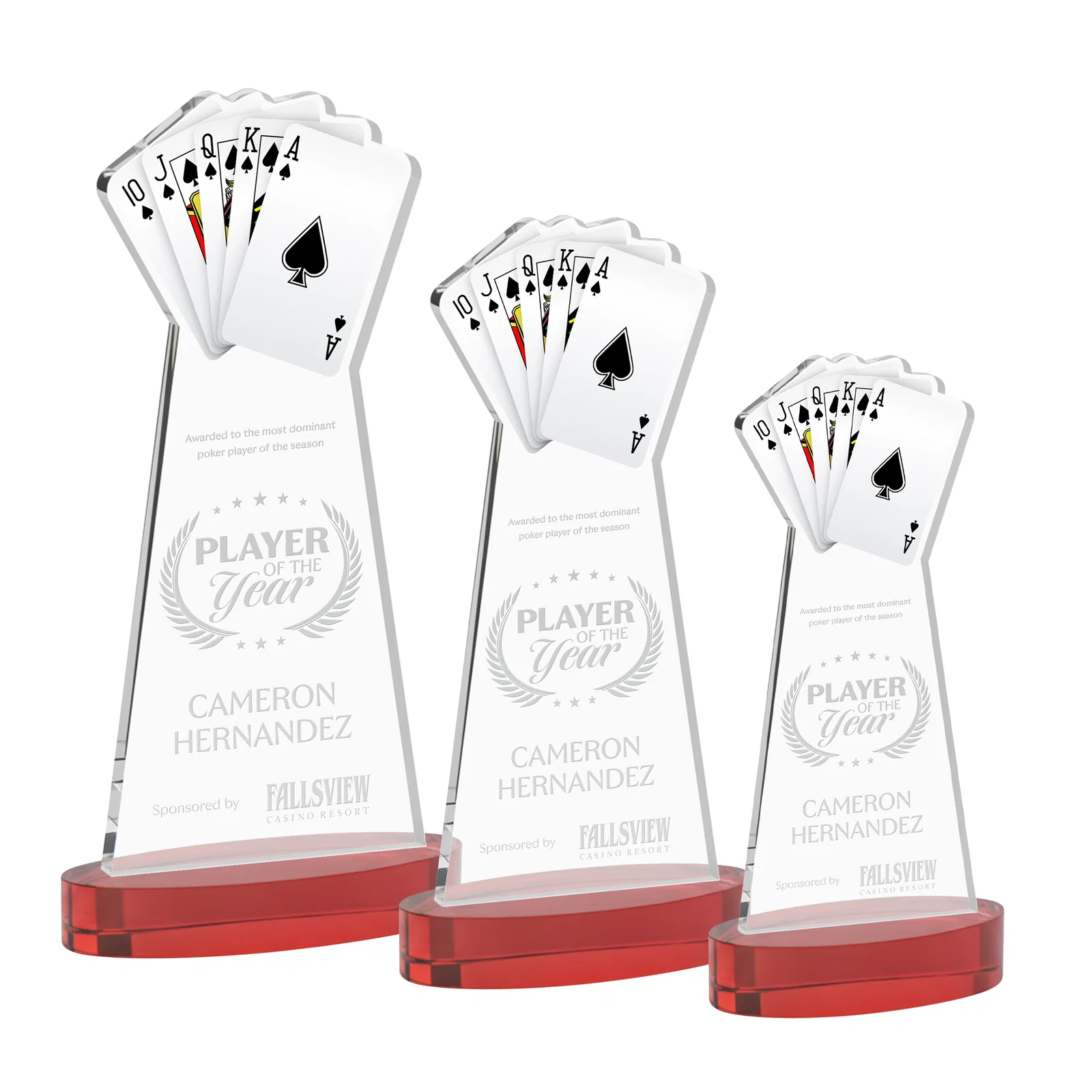 Promotional Starfire Crystal Poker Award With Card Cutout, Oval Base for corporate award ceremonies