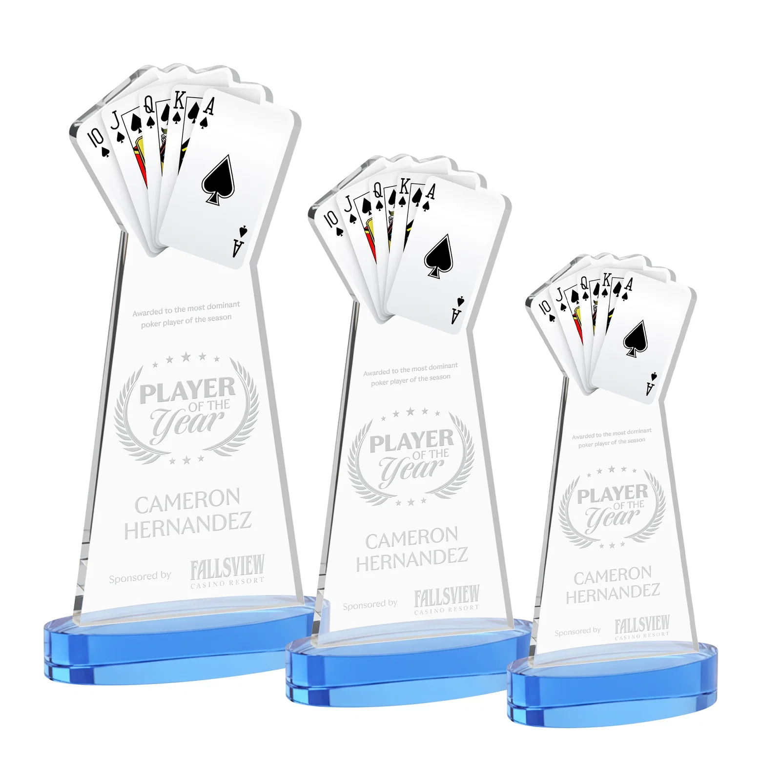 Promotional Starfire Crystal Poker Award With Card Cutout, Oval Base for team milestone celebrations