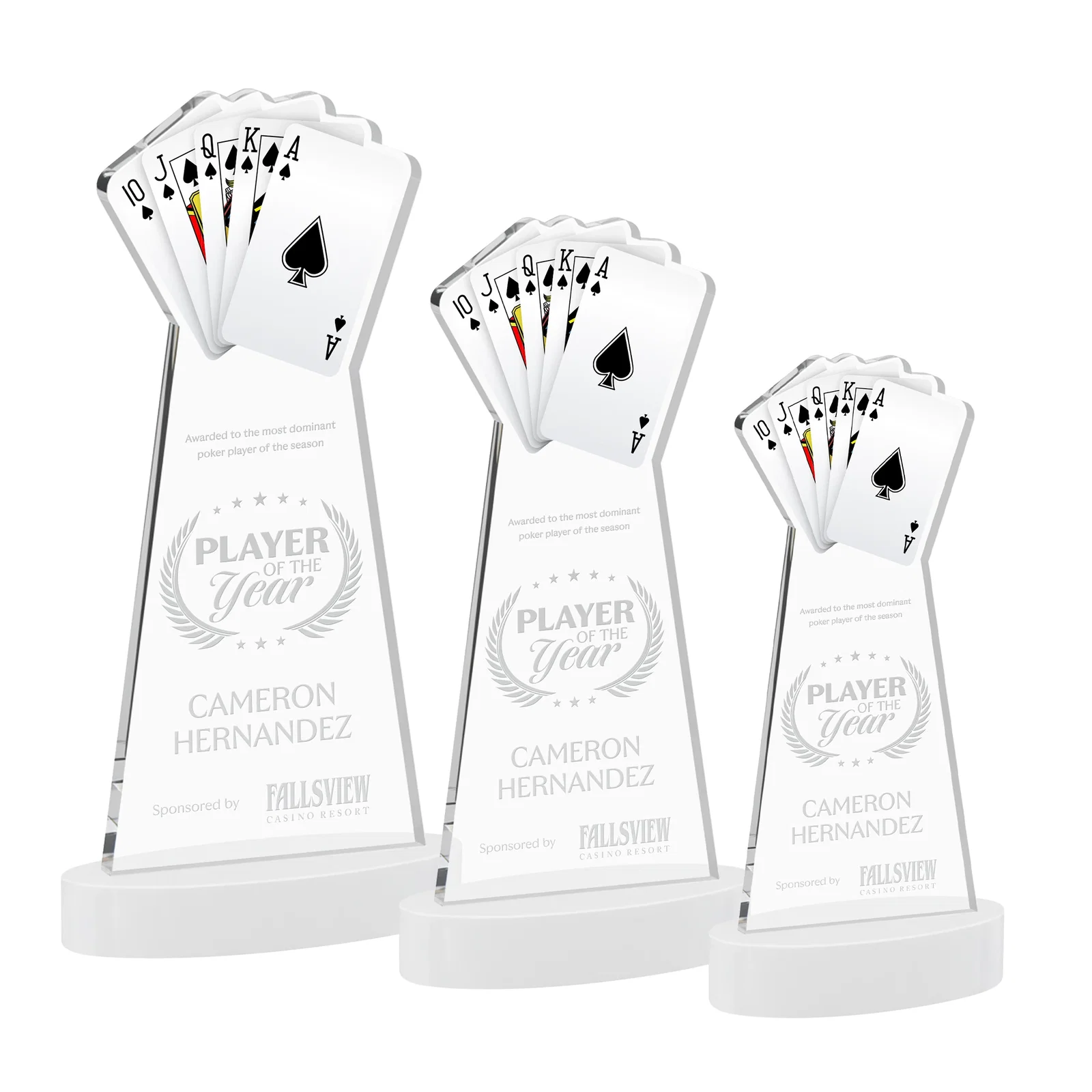 Promotional Starfire Crystal Poker Award With Card Cutout, Oval Base for volunteer appreciation