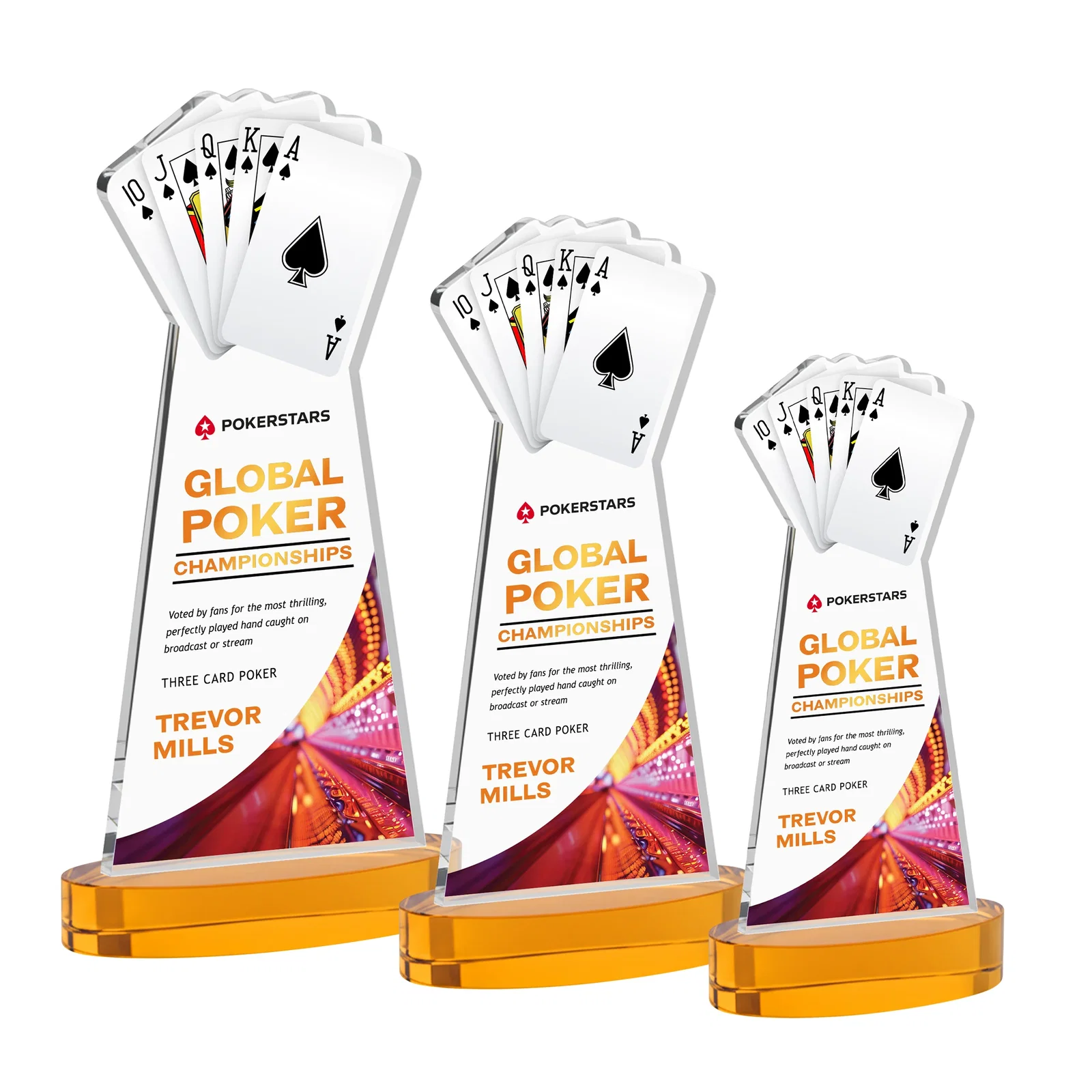 Branded Starfire Crystal Poker Award With Card Cutout, Oval Base for team milestone celebrations