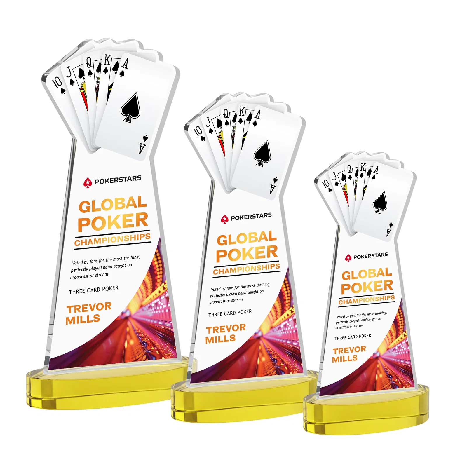 Branded Starfire Crystal Poker Award With Card Cutout, Oval Base for volunteer appreciation
