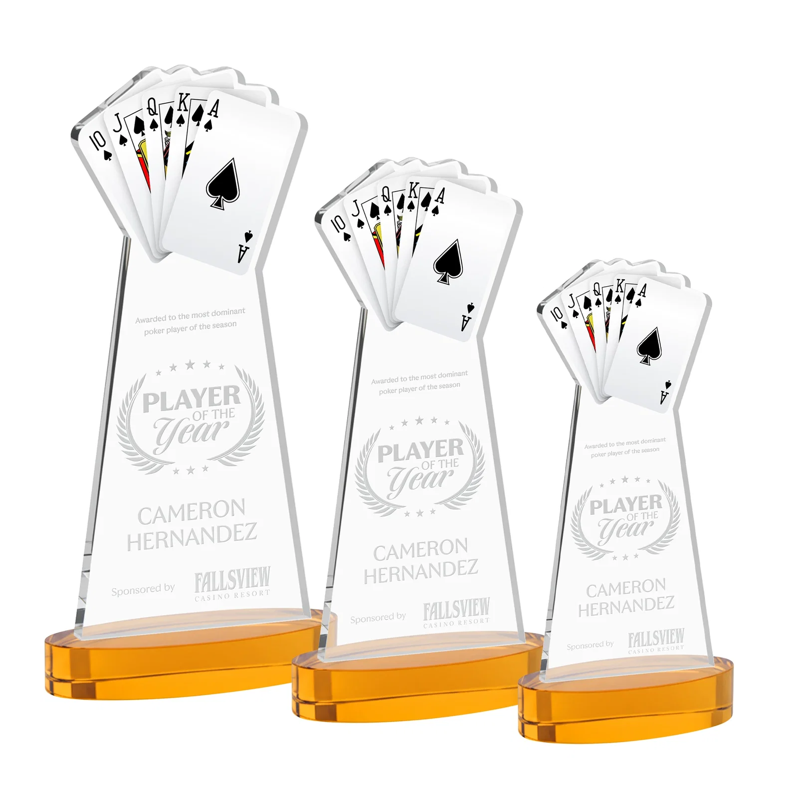 Custom Starfire Crystal Poker Award With Card Cutout, Oval Base for team milestone celebrations