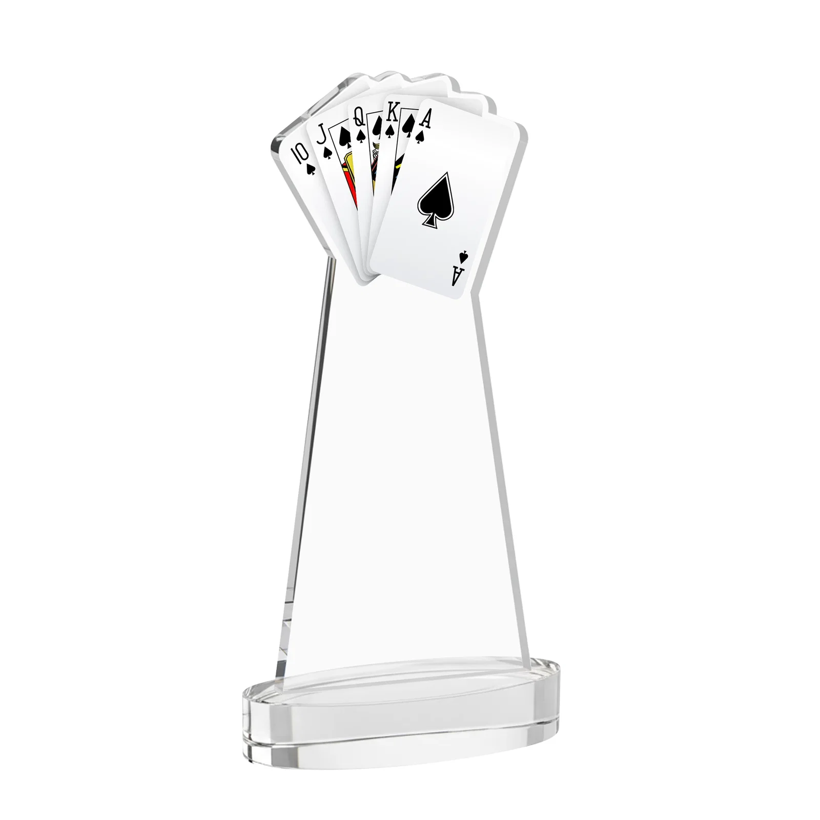 Custom engraved Starfire Crystal Poker Award With Card Cutout, Oval Base for service anniversary gifts