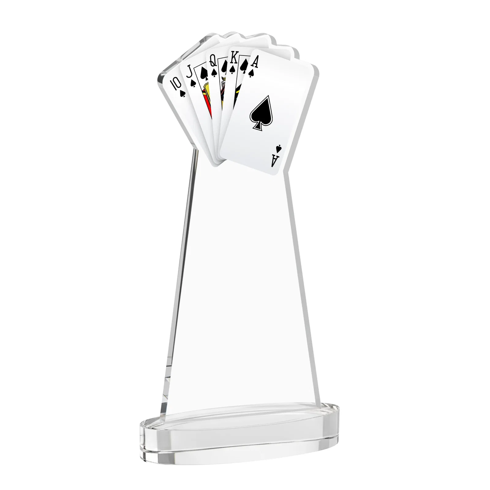 Custom engraved Starfire Crystal Poker Award With Card Cutout, Oval Base for sales achievement awards