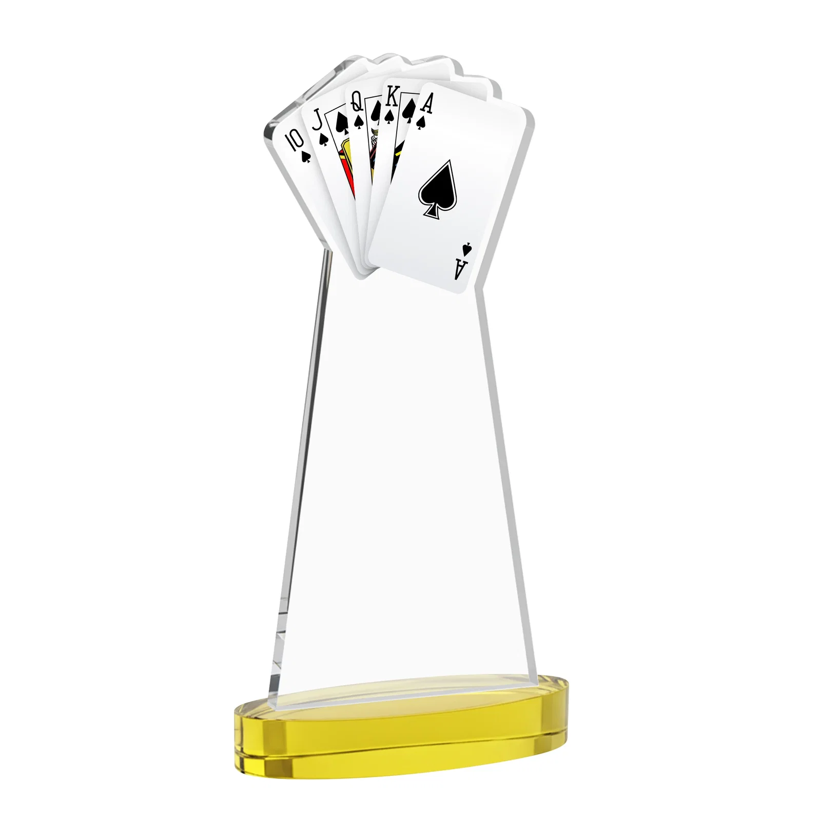 Custom engraved Starfire Crystal Poker Award With Card Cutout, Oval Base for volunteer appreciation