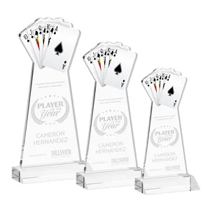 Starfire Crystal Poker Award With Card Cutout, Mitered Base