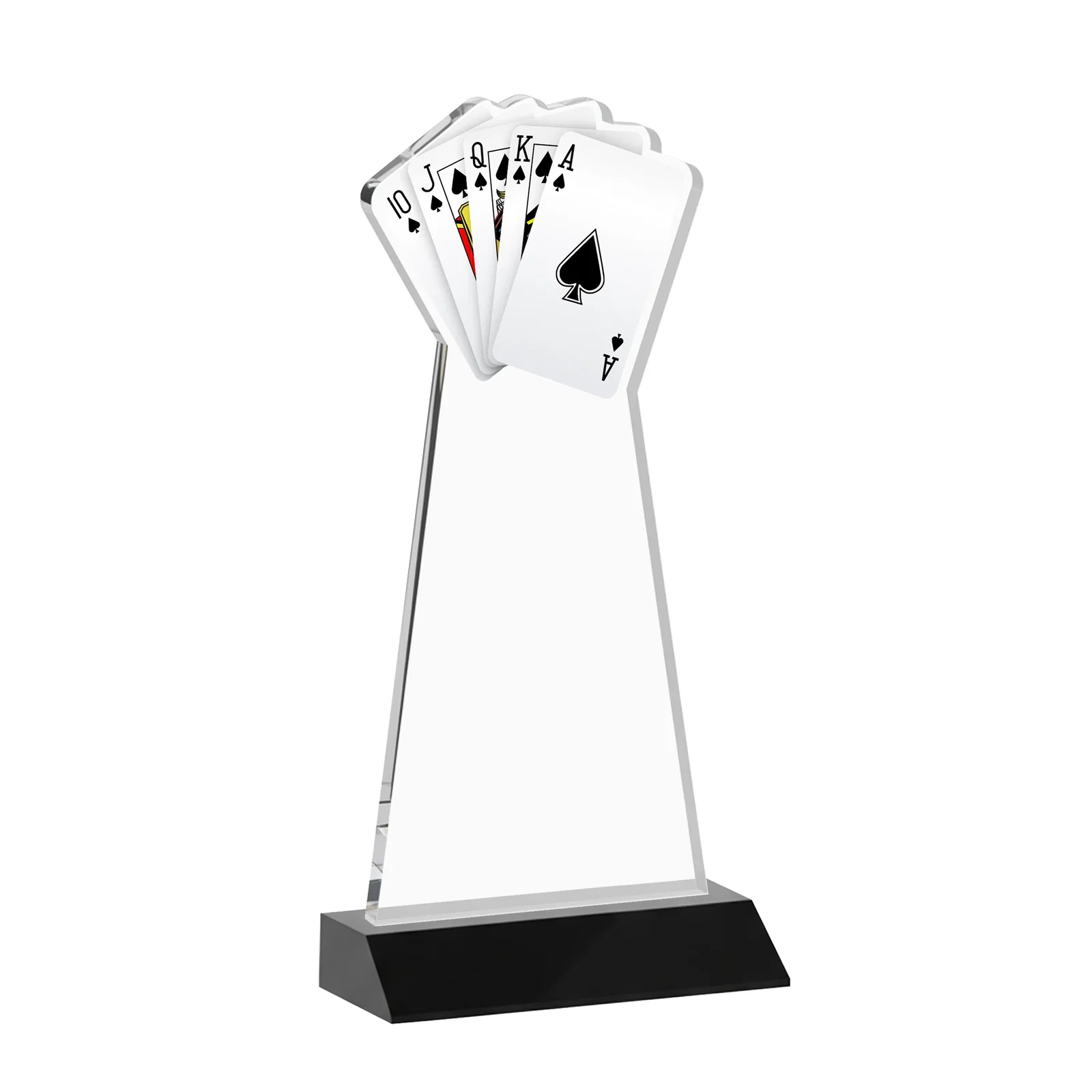 Custom Starfire Crystal Poker Award With Card Cutout, Mitered Base, with your logo for employee recognition