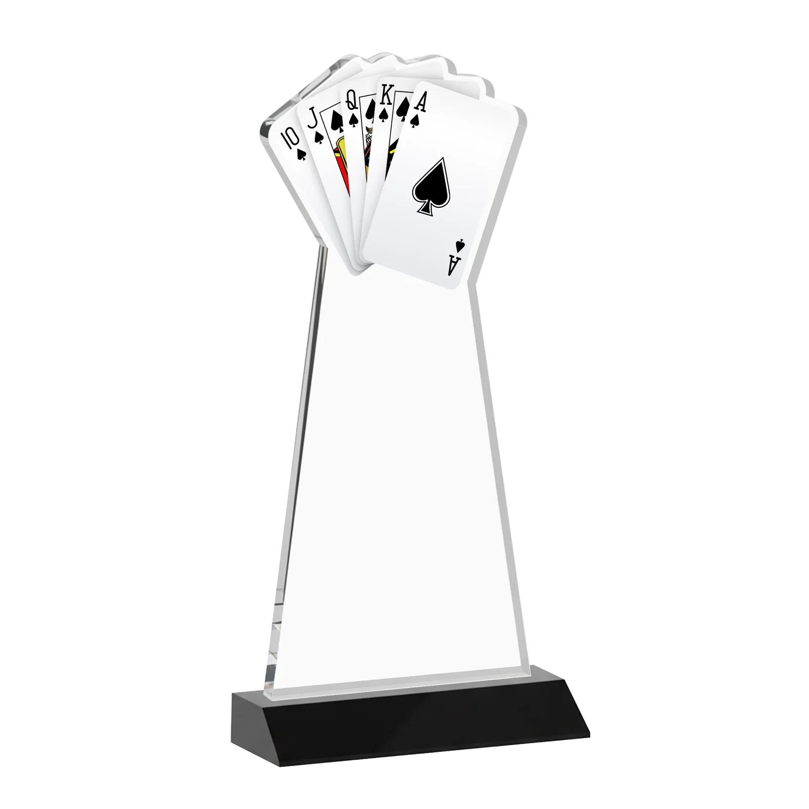 Custom Starfire Crystal Poker Award With Card Cutout, Mitered Base, with your logo for corporate award ceremonies