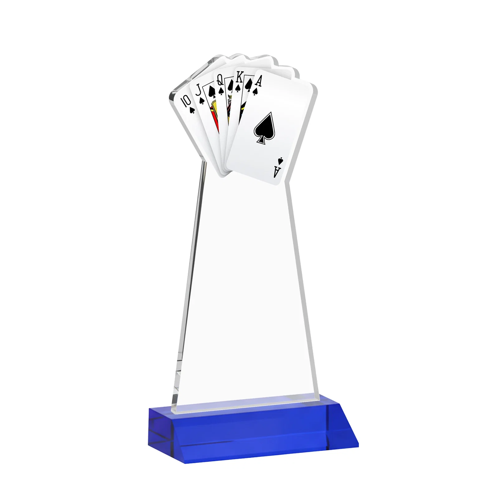 Custom Starfire Crystal Poker Award With Card Cutout, Mitered Base, with your logo for service anniversary gifts