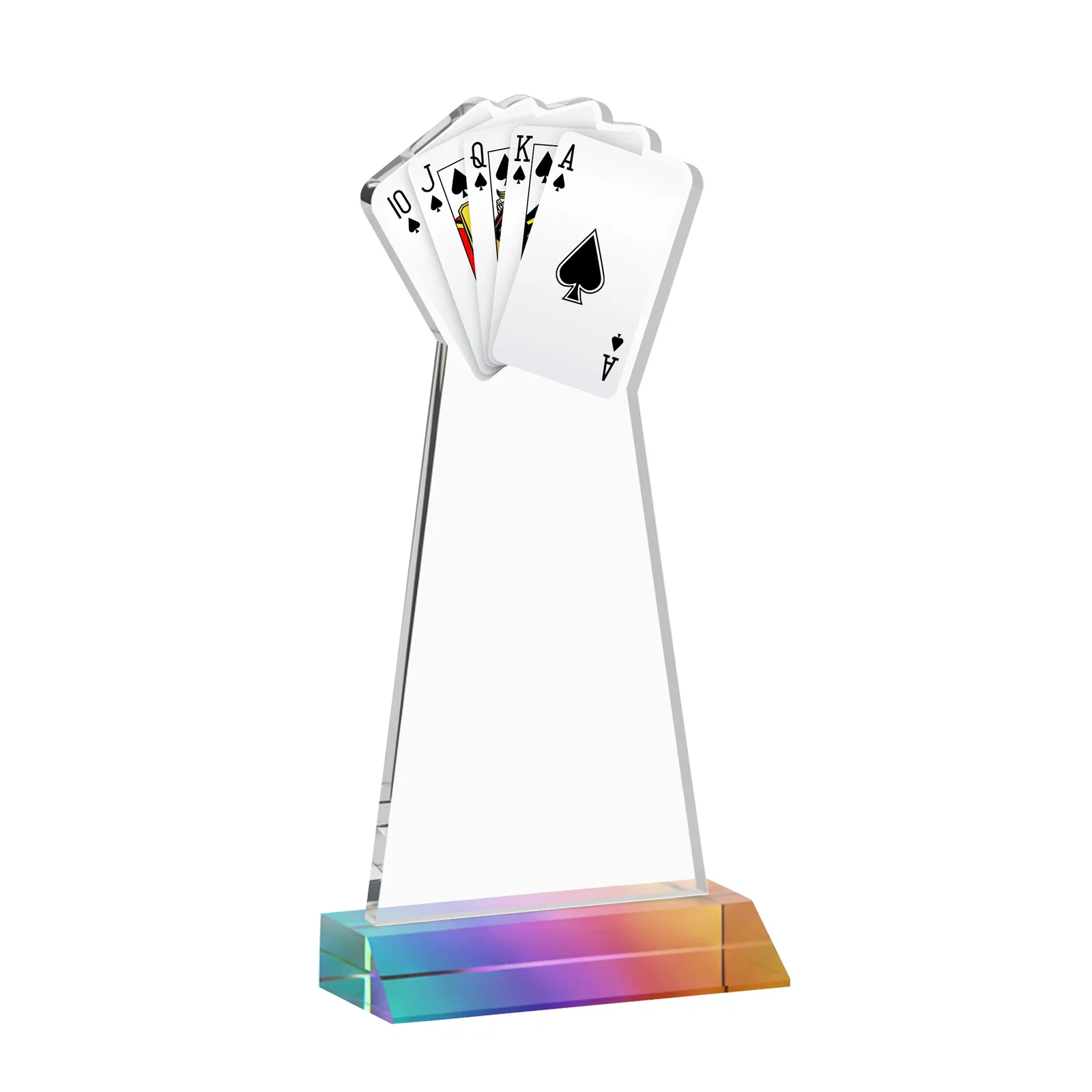 Custom Starfire Crystal Poker Award With Card Cutout, Mitered Base, with your logo for donor appreciation