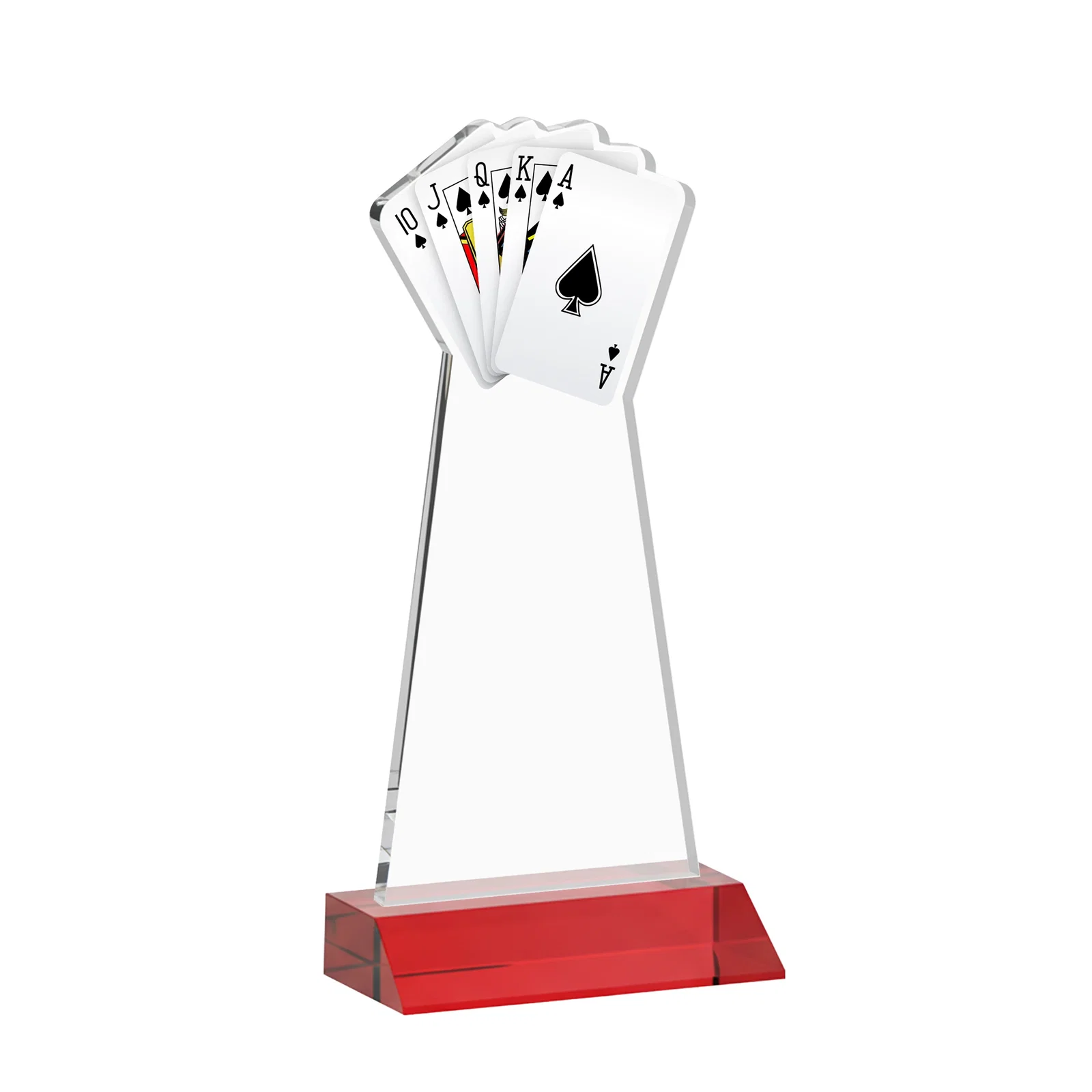 Custom Starfire Crystal Poker Award With Card Cutout, Mitered Base, with your logo for safety achievement programs