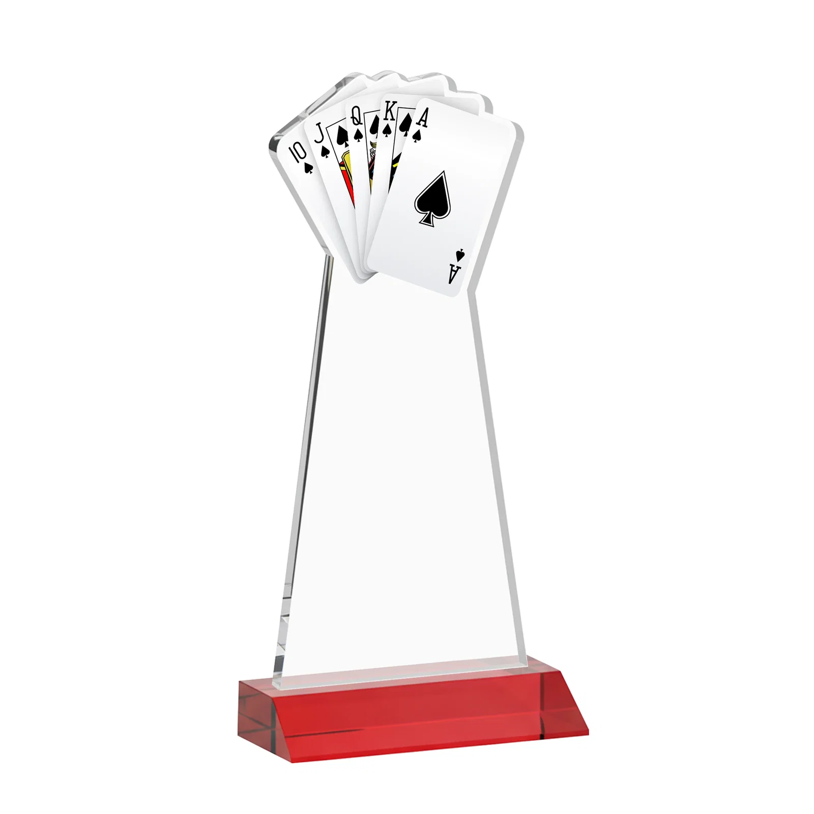Custom Starfire Crystal Poker Award With Card Cutout, Mitered Base, with your logo for volunteer appreciation