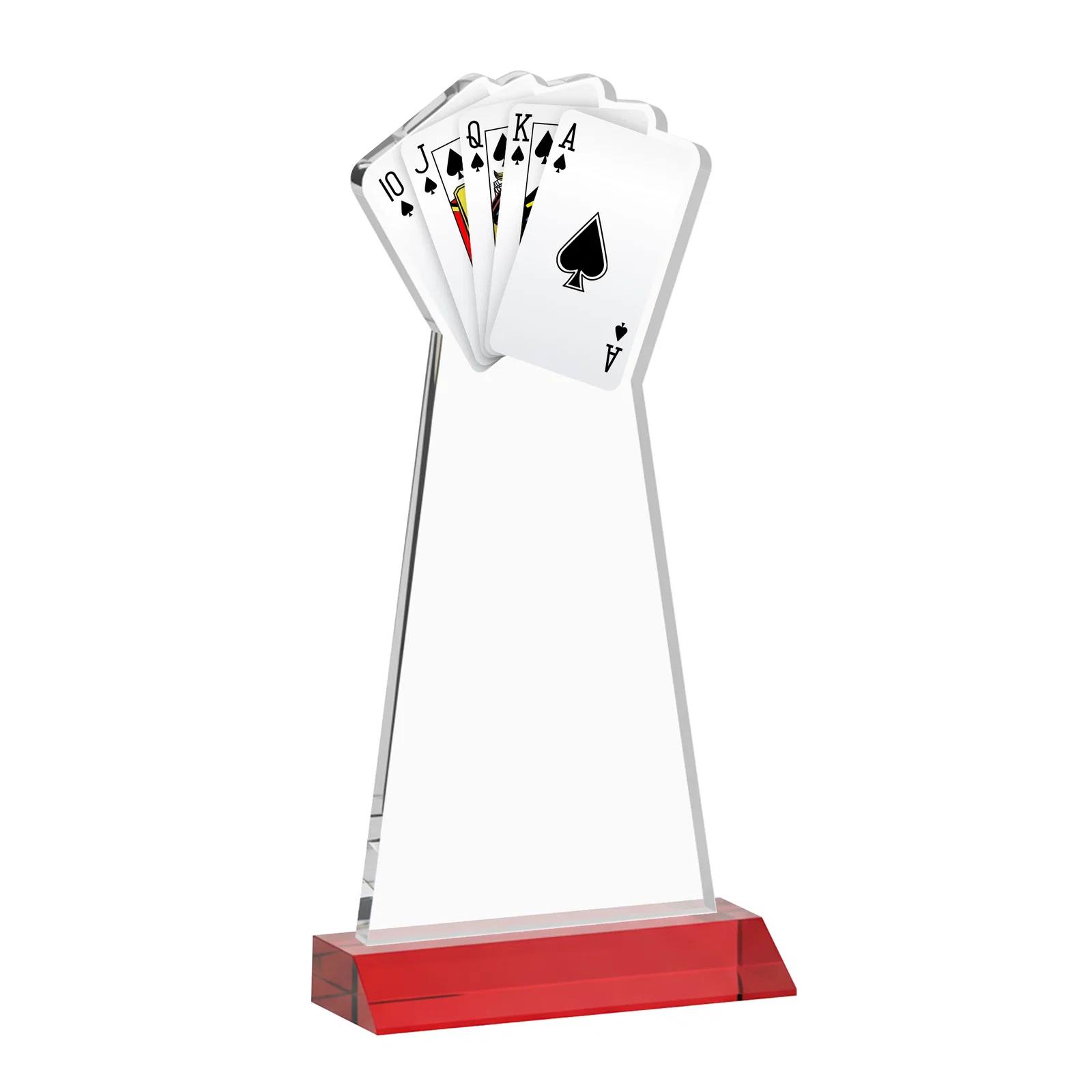 Custom Starfire Crystal Poker Award With Card Cutout, Mitered Base, with your logo for dealer and partner awards