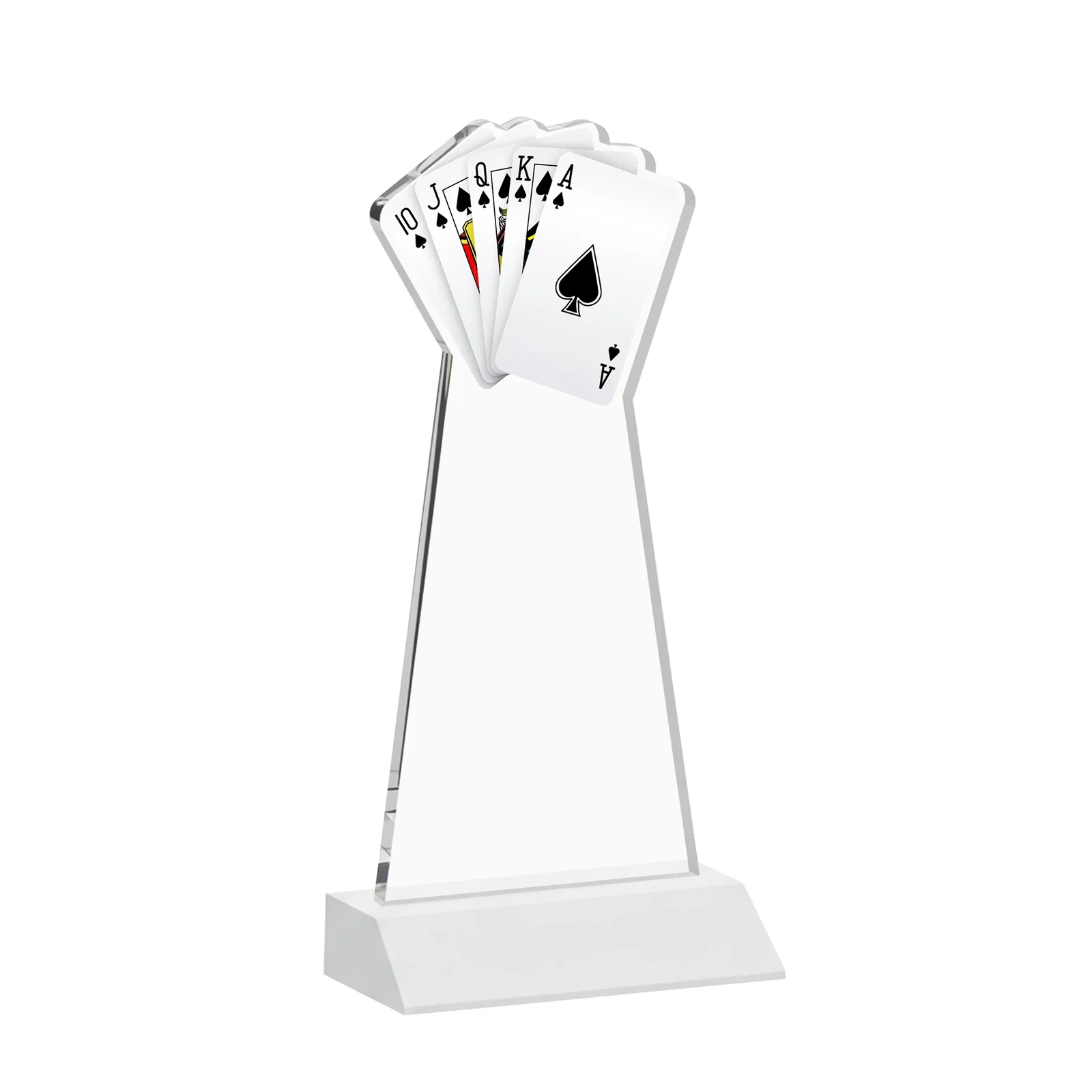 Personalized Starfire Crystal Poker Award With Card Cutout, Mitered Base, with your logo for service anniversary gifts