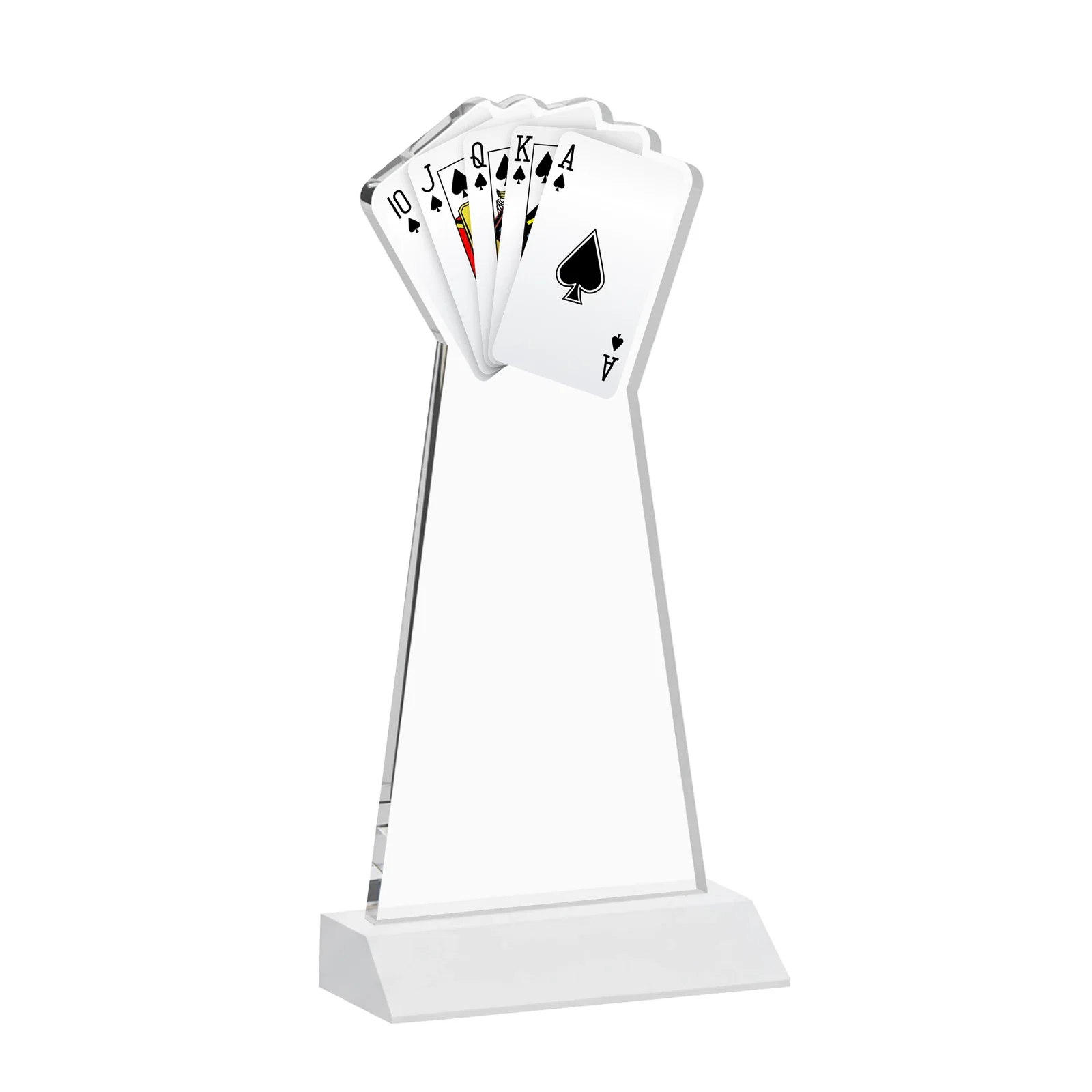 Personalized Starfire Crystal Poker Award With Card Cutout, Mitered Base, with your logo for sales achievement awards