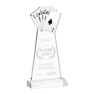 Starfire Crystal Poker Award With Card Cutout, Mitered Base