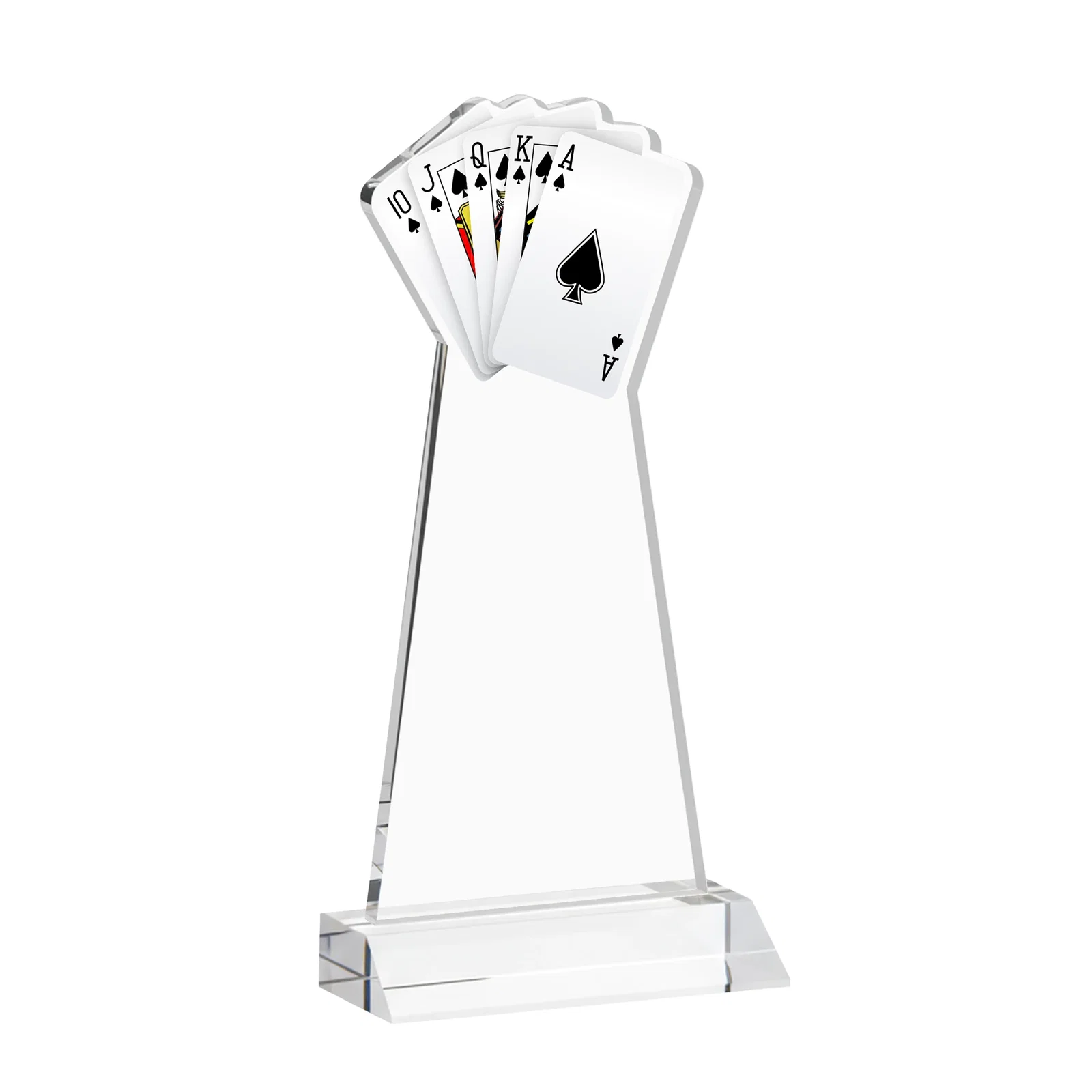 Custom engraved Starfire Crystal Poker Award With Card Cutout, Mitered Base for sales achievement awards