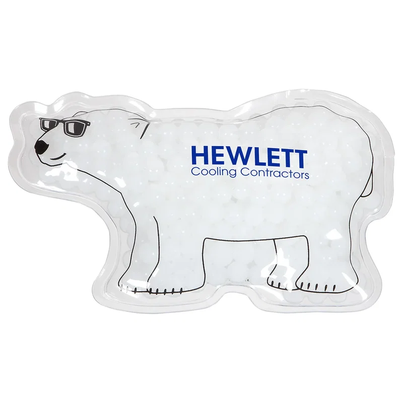 Polar bear-shaped hot/cold gel pack, reusable microwave or freezer therapy