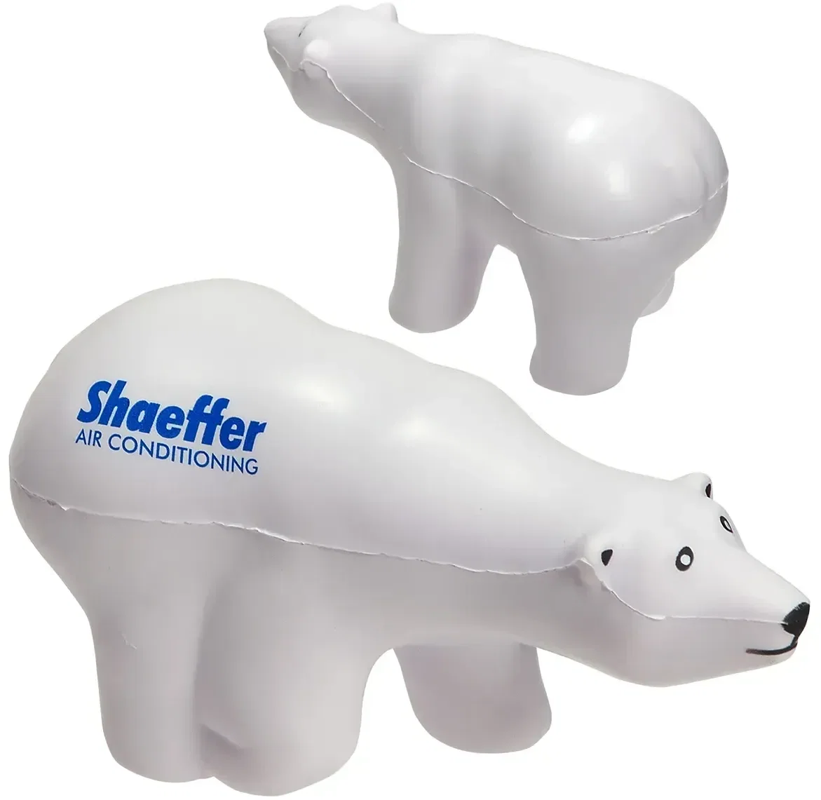 Polar bear stress reliever with custom logo, promotional branded squeeze toy for winter promotions