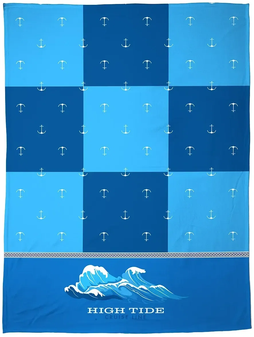 Promotional brushed fleece blanket 300GSM, hero shot with custom logo print
