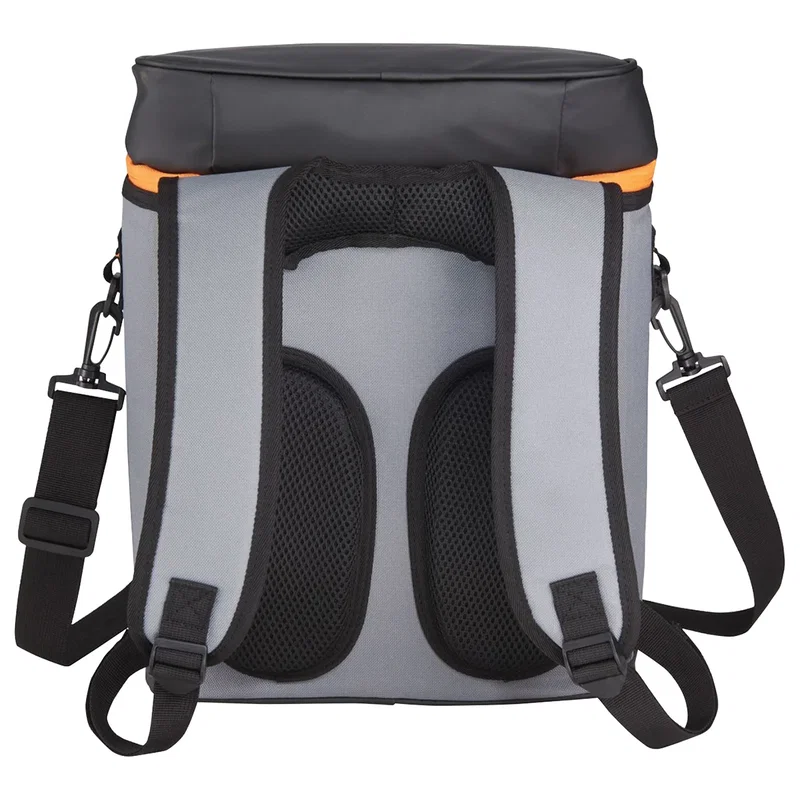 Custom branded Polaris cooler backpack, insulated main compartment open