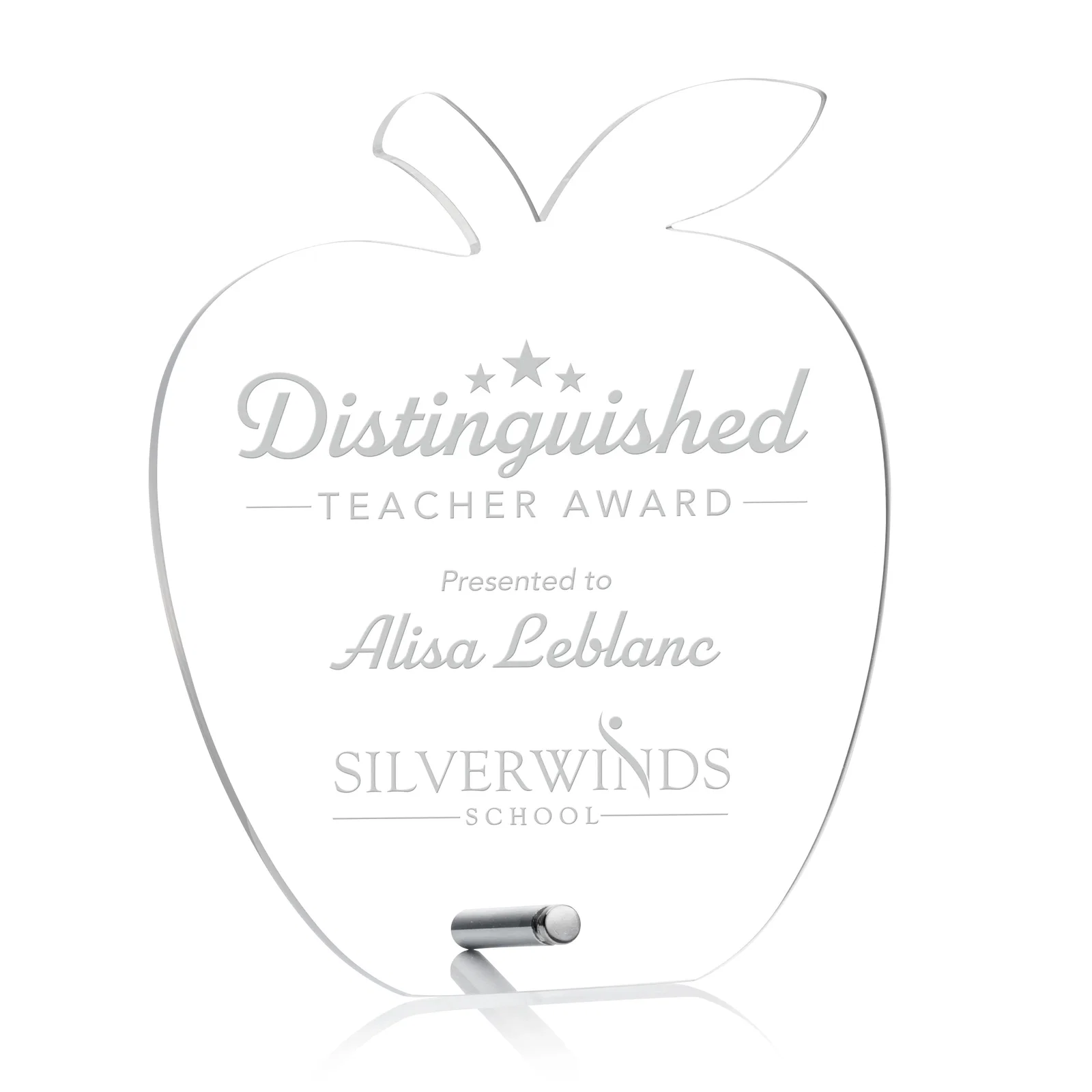 Custom Beveled Acrylic Apple Award with Easel Pin for Teachers for company anniversary events