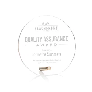 Beveled Acrylic Clipped-Bottom Circle Award with Easel Pin