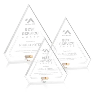 Beveled Acrylic Clipped-Top Diamond Award with Easel Pin