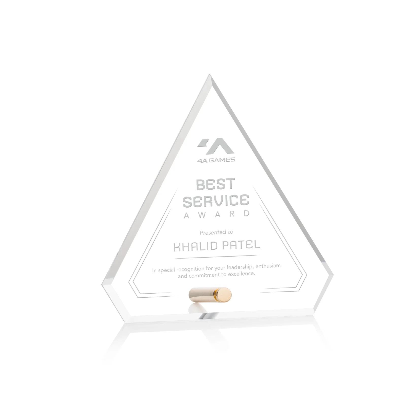 Custom Beveled Acrylic Clipped-Top Diamond Award with Easel Pin for corporate award ceremonies