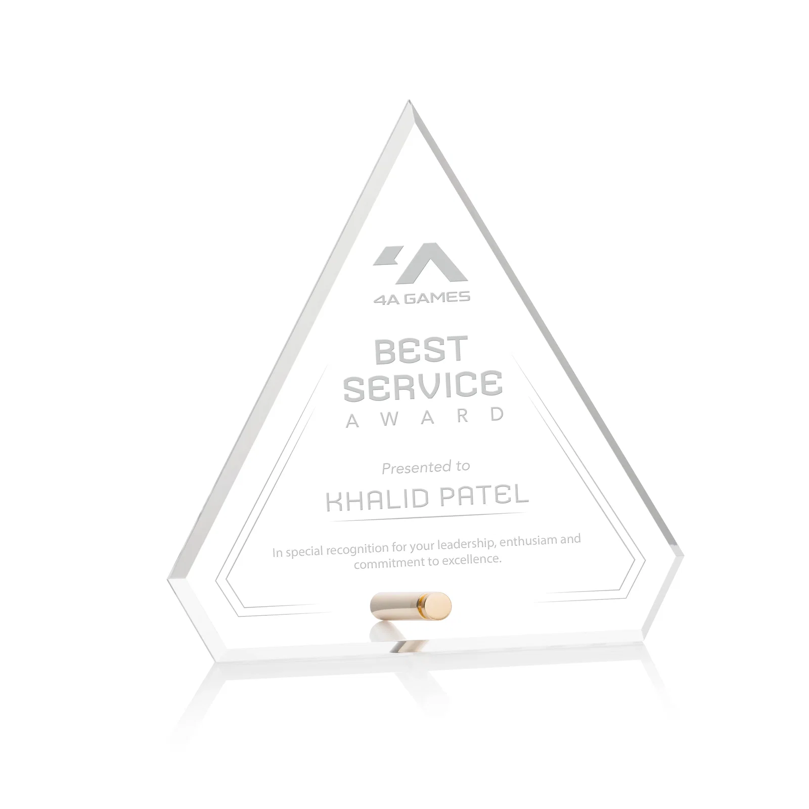 Custom Beveled Acrylic Clipped-Top Diamond Award with Easel Pin for service anniversary gifts