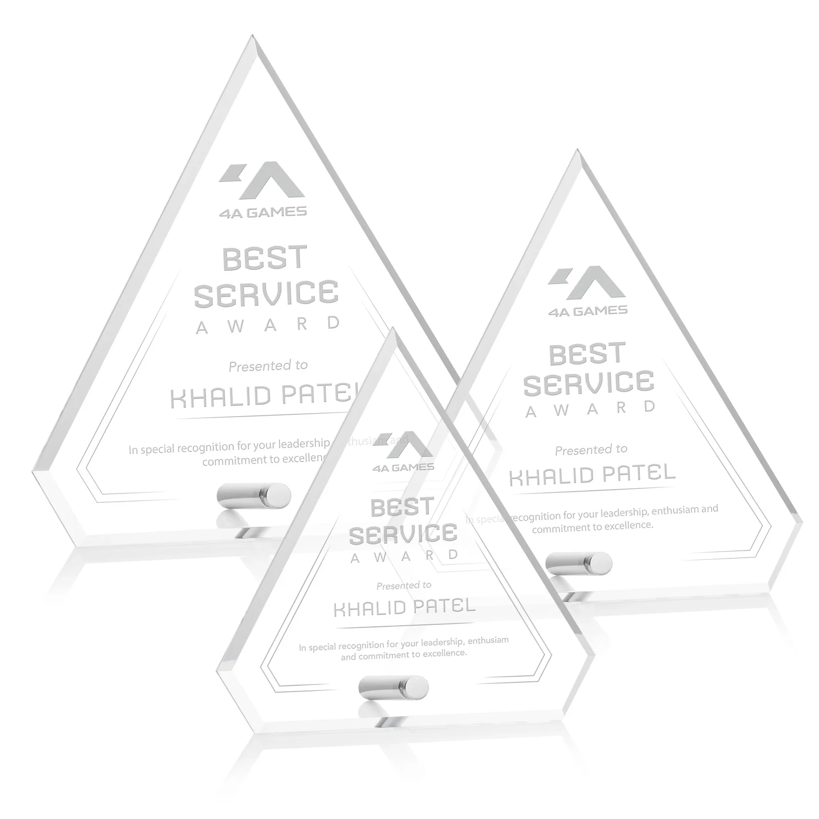 Custom Beveled Acrylic Clipped-Top Diamond Award with Easel Pin for safety achievement programs