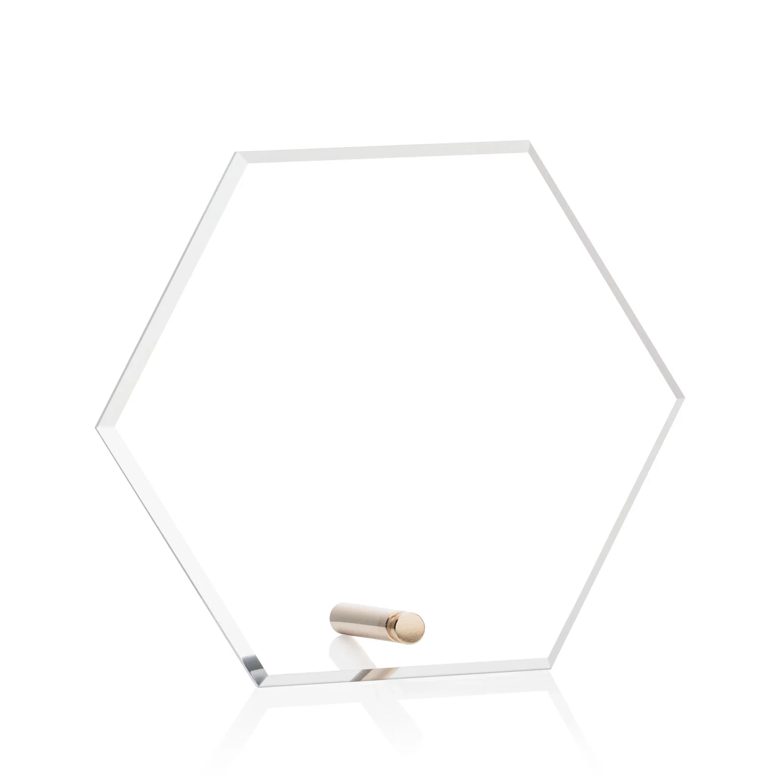 Personalized Beveled Acrylic Hexagon Award with Easel Pin for retirement presentations