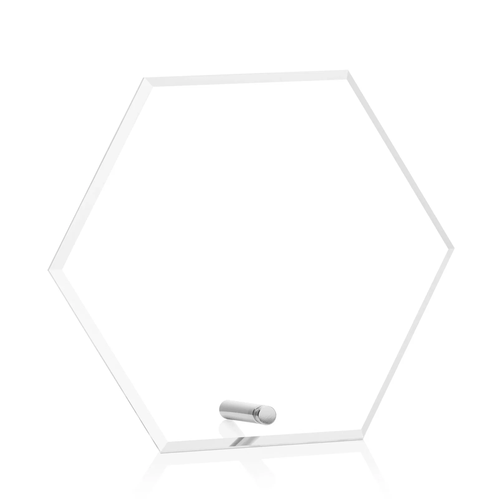 Personalized Beveled Acrylic Hexagon Award with Easel Pin for team milestone celebrations