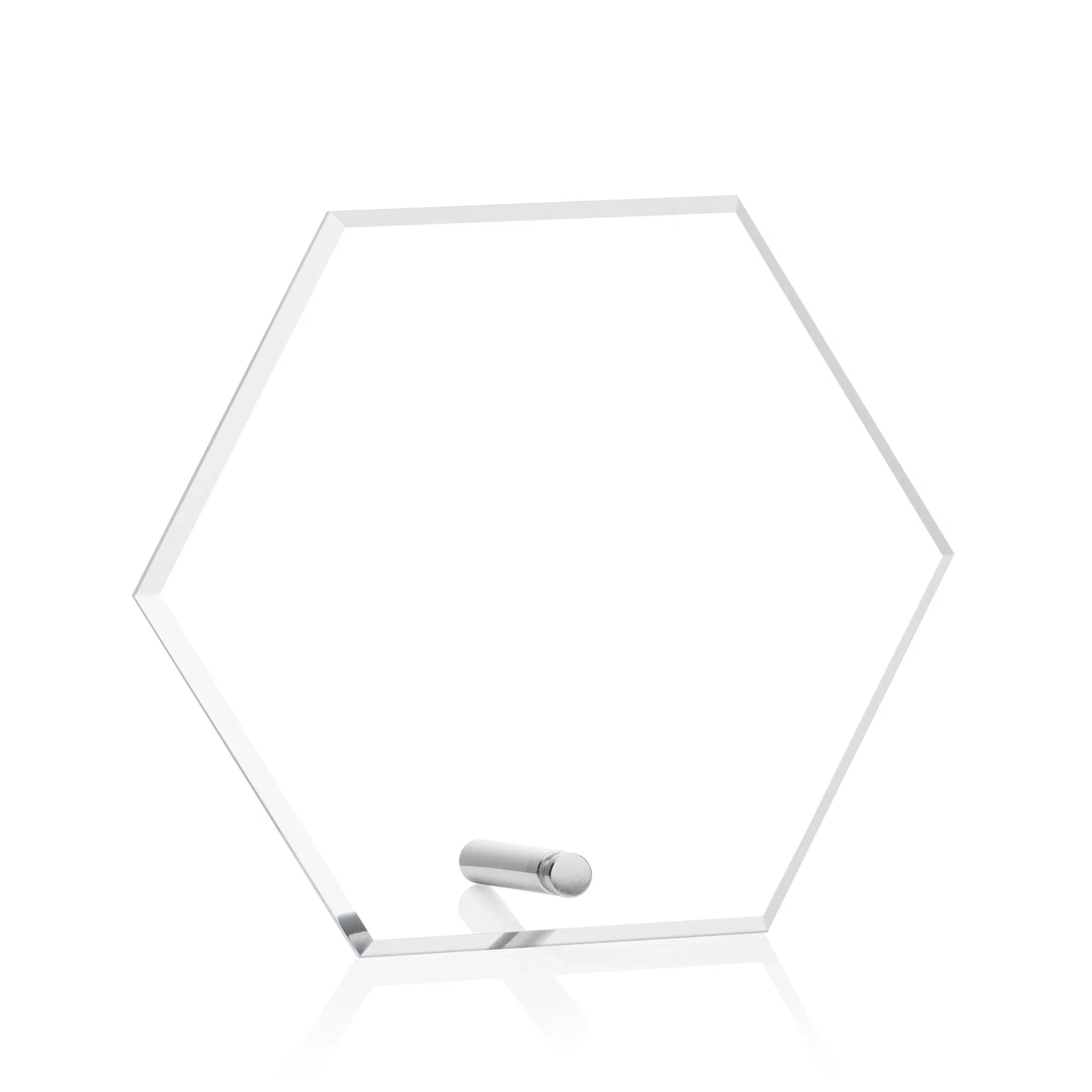 Personalized Beveled Acrylic Hexagon Award with Easel Pin for safety achievement programs