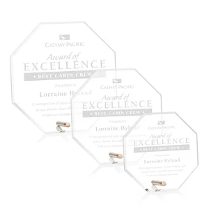 Beveled Acrylic Octagon Award with Easel Pin